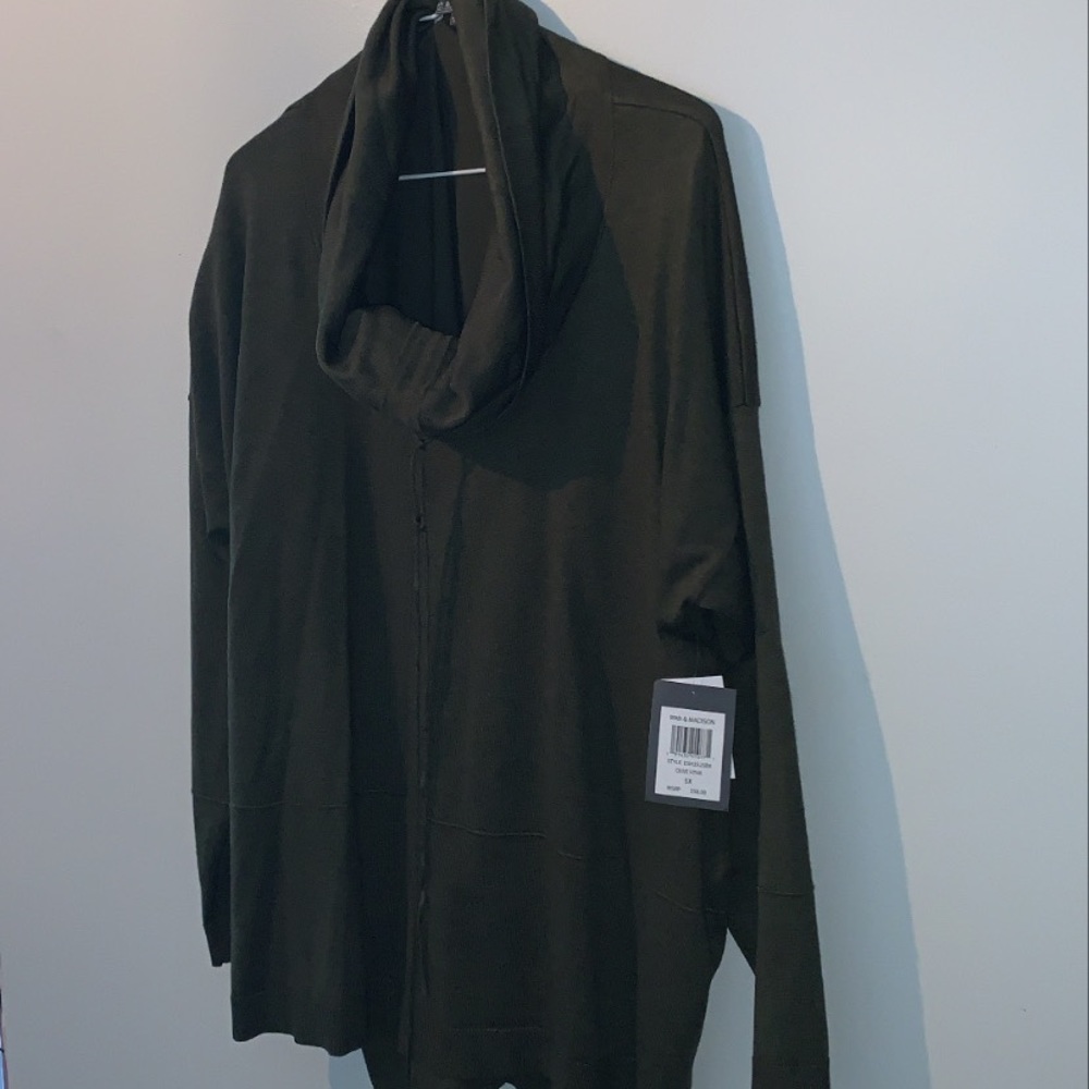 Cowl neck sweater with draw string